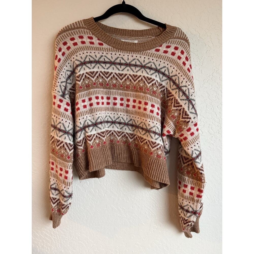 American Eagle Outfitters Fair Isle Cropped Sweater Women’s Medium Boho Cozy